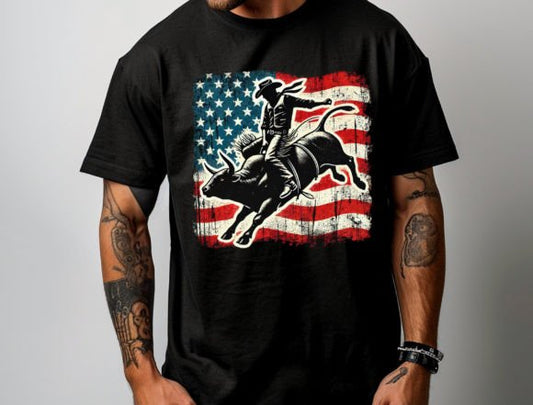 Rodeo Cowboy American Flag