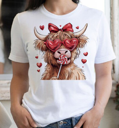 Valentines Highland Cow T-shirt